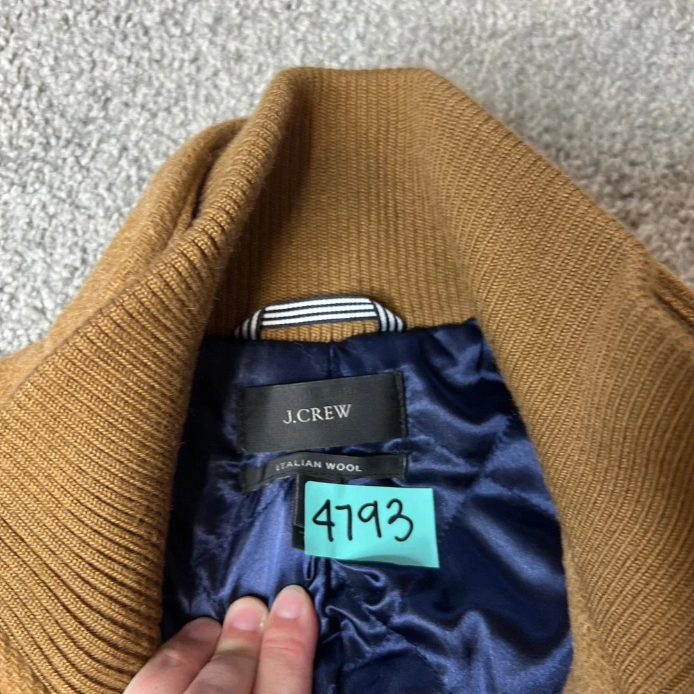 J.CREW‎ Italian Wool Coat womens large Camel Tan lodge coat full zip luxury